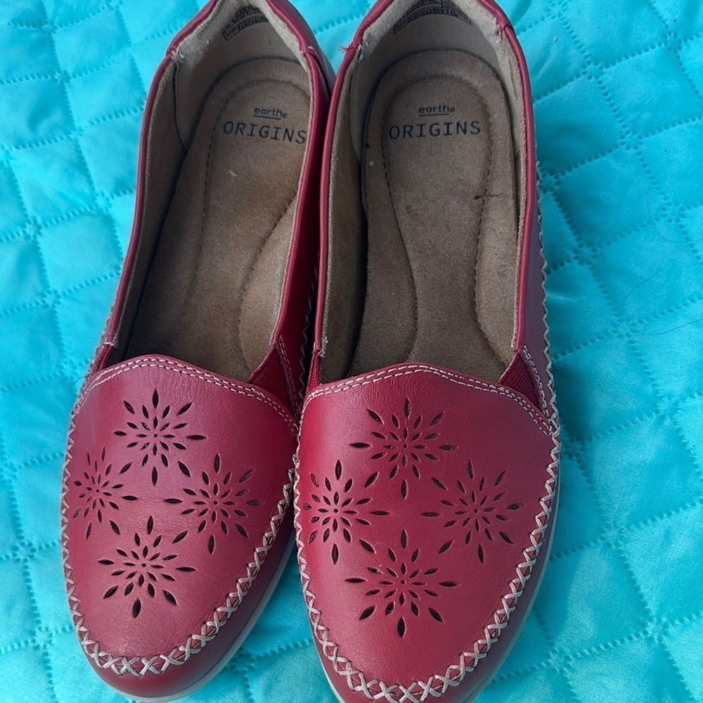 Earth Origins Red Flats with Perforated Design